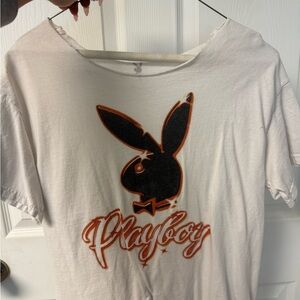 PLAYBOY White Tee with Black and Orange Logo